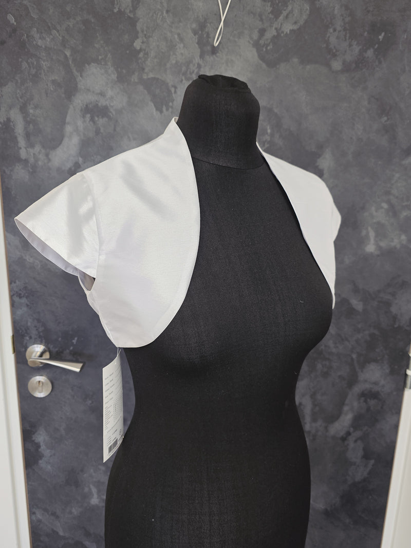 Bolero en taffetas blanc pour mariée , coupe courte , taille 38