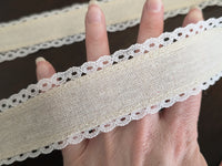 Galon Décoratif Lin & Coton Bordure Dentelle — Largeur 4 cm | Vendu au mètre · vue 2