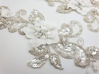 Appliqué motif à coudre perles cristal et strass et fleurs ivoire pour robe de mariée · vue 4