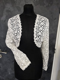 Boléro mariée blanc en guipure – Manches longues – Taille 38