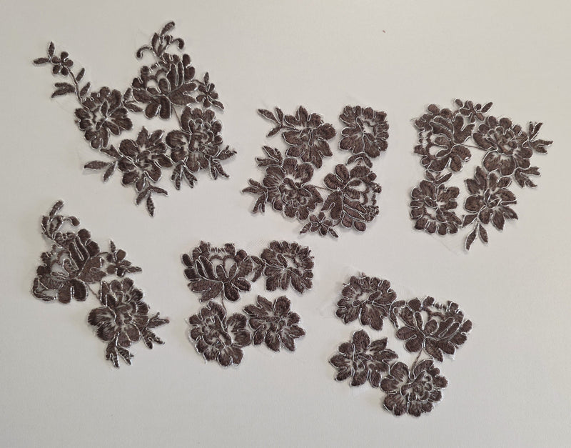 Lot de 20 motifs marron chocolat fil argenté brillant