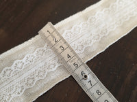 Galon lin et coton ivoire dentelle – 5 cm – ruban déco bohème – DIY mariage – vendu au mètre · vue 3