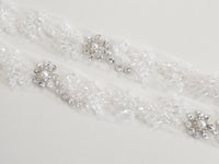 Coupon galon strass et perles transparente 60CM