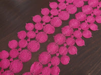 Galon dentelle rose fuchsia 5 cm – Motif mandala – dentelle couture bohème – Vendu au mètre