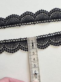 Galon Dentelle Noir Motif Éventails — Largeur 2 cm | Vendu par 10 cm · vue 4
