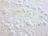 Dentelle ivoire clair fleurs 3D relief Renard grière · vue 2