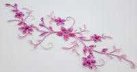 Dentelle rose fuchsia, appliqué, motif à coudre