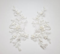 Motif appliqué dentelle ivoire brillant pour robe de mariée
