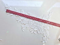 Grand motifs ivoire fleurs brillant sequins 10110 · vue 3