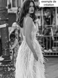 TULLE avec plumes et sequins pour création