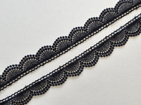 Galon Dentelle Noir Motif Éventails — Largeur 2 cm | Vendu par 10 cm · vue 2