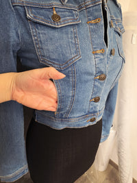 Veste jeans pour mariée manches bombées · vue 6