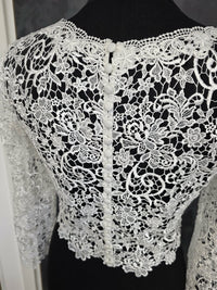 Top en dentelle guipure manches longues style vintage pour mariée ivoire ou blanc · vue 9