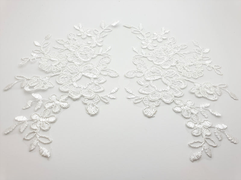 Motif ivoire brodé dentelle feuilles pour robe de mariée