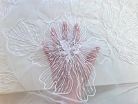Dentelle grandes fleurs ivoire brillante · vue 2