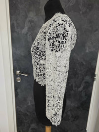 Top mariée dentelle guipure ivoire – Manches longues – Dos boutonné – Taille L · vue 2