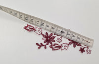 Motif rouge bordeaux fleurs à coudre · vue 3