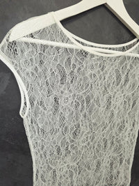 Top de mariée en dentelle stretch fine ivoire clair – Manches courtes – Tailles 40/42 & 44/46 · vue 3