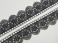 Galon Dentelle Guipure Noir Motif Demi-Cercles Festonnés — Largeur 5 cm | Vendu par 10 cm