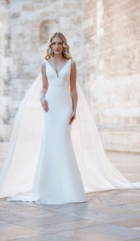 Robe de mariée sirène en satin mat stretch SINDY taille 48