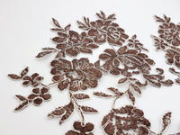 motif dentelle chocolat marron fil argenté pour cocktail/mariée · vue 3