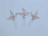 Lot de 3 piques à cheveux strass or rosé
