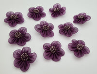 Petites fleurs prune perles