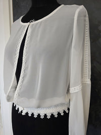 Top pour mariée en mousseline ivoire , manchettes en dentelle Taille · vue 3