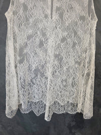 Top mariée dentelle française ivoire clair – Coupe blousante asymétrique – Taille 40/42 · vue 8