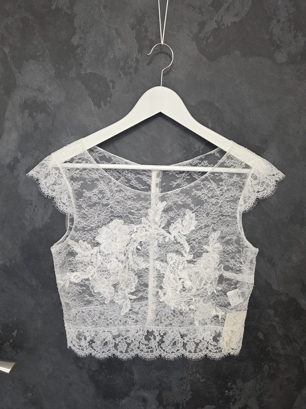 Top mariée dentelle ivoire clair – Taille 40 – Fabriqué en France – Lambert Créations
