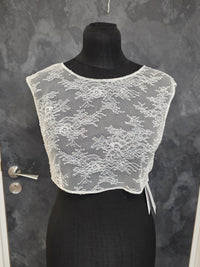 Top mariée dentelle fine ivoire clair – Dos boutonné – Tailles 36 (S) et 40 (L) · vue 3