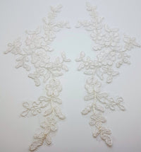 Motif appliqué brodé fil argenté ivoire pour robe de mariée · vue 4