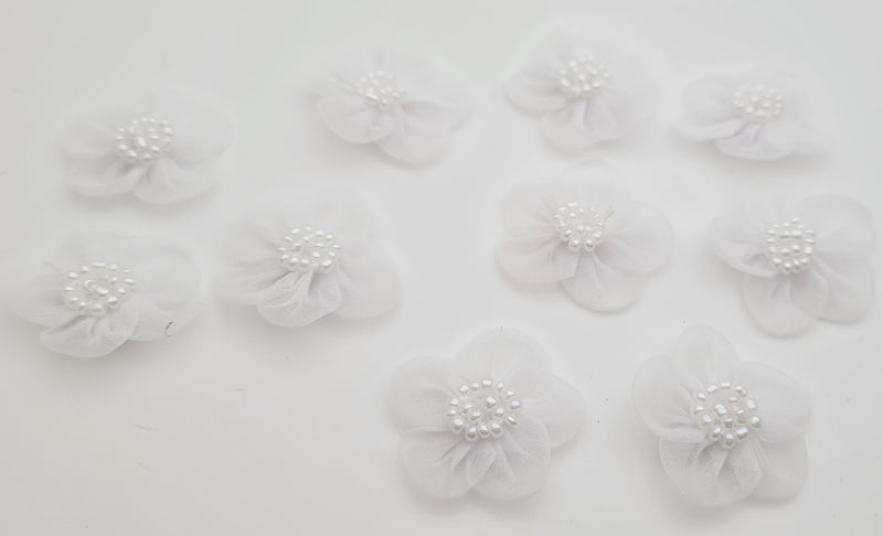Lot de 10 petites fleurs ivoire ou blanc