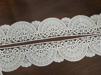 Galon dentelle guipure ivoire clair 8 cm – motif mandala festonné – dentelle mariée bohème au mètre · vue 3