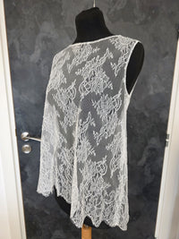 Top mariée dentelle française ivoire clair – Coupe blousante asymétrique – Taille 40/42