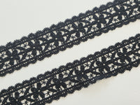 Galon Dentelle Guipure Noir Motif Floral — Largeur 5 cm | Vendu par 10 cm
